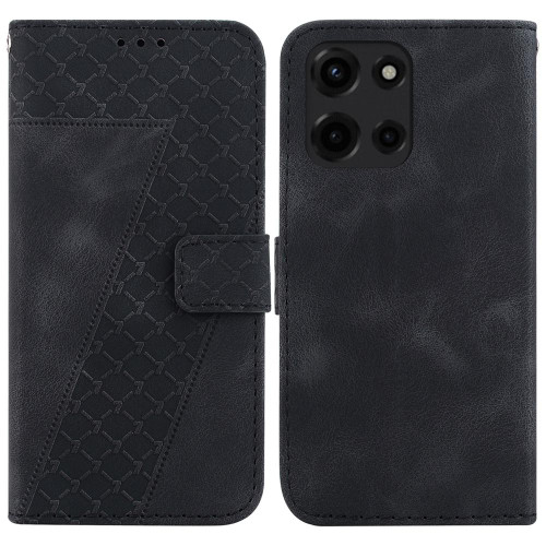 Moto G 2025 Seven-shaped Embossed Leather Phone Case - Black